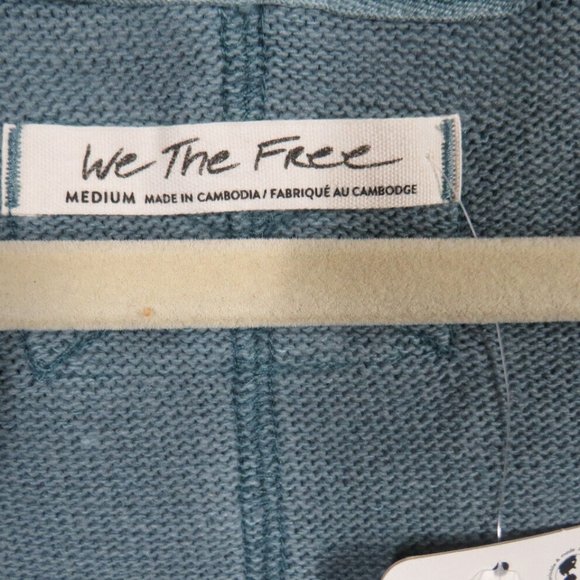 Free People Deep Teal Cotton blend Drapey Long Sleeve Wrap Front Sweater Size M - Picture 5 of 10